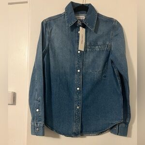 NWT Calvin Klein Light Blue Denim Shirt Jacket with snaps size XS (B110)